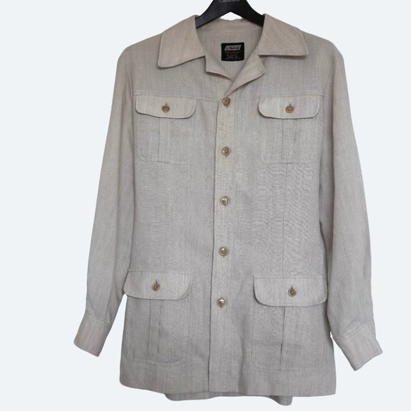 St Michael's Terylene Linen safari utility jacket belted 42 - Picture 1 of 11